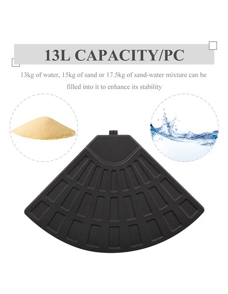 Outsunny 4 PCs Portable Round Parasol Base Umbrella Cross Stand Weights Holder Sand or Water Filled Outdoor Garden Patio 84D-061 - pic 48149 | FastDaddyshop