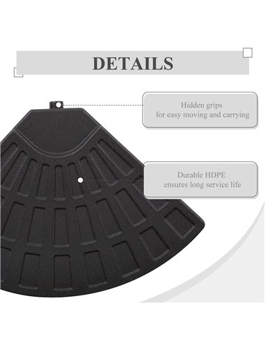 Outsunny 4 PCs Portable Round Parasol Base Umbrella Cross Stand Weights Holder Sand or Water Filled Outdoor Garden Patio 84D-061