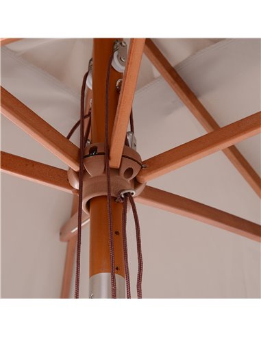 Outsunny 2m x 1.5m Patio Garden Parasol Sun Umbrella Sunshade Canopy Outdoor Backyard Furniture Fir Wooden Pole 6 Ribs Tilt Mech