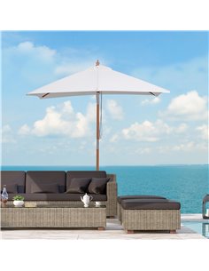 Outsunny 2m x 1.5m Patio Garden Parasol Umbrella, Cream White 84D-017CW 2