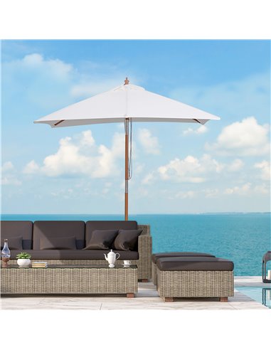 Outsunny 2m x 1.5m Patio Garden Parasol Umbrella, Cream White 84D-017CW