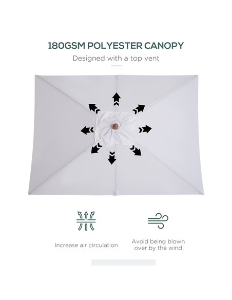 Outsunny 2m x 1.5m Patio Garden Parasol Sun Umbrella Sunshade Canopy Outdoor Backyard Furniture Fir Wooden Pole 6 Ribs Tilt Mech - pic 48167 | FastDaddyshop