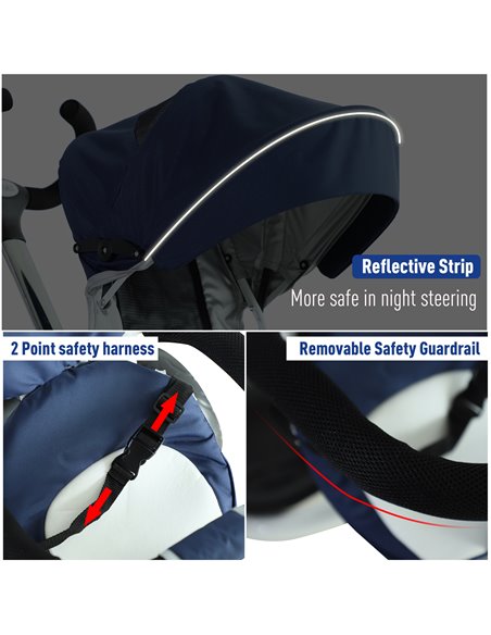 HOMCOM 4-in-1 Kids Tricycle Stroller W/ Canopy-Blue - pic 4817 | FastDaddyshop