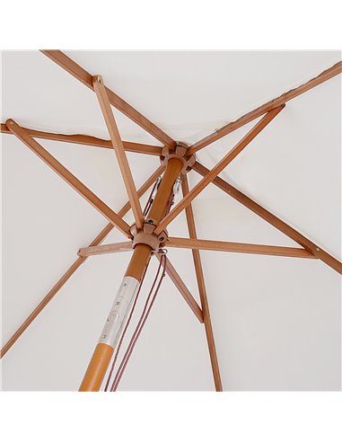 Outsunny 2m x 1.5m Patio Garden Parasol Sun Umbrella Sunshade Canopy Outdoor Backyard Furniture Fir Wooden Pole 6 Ribs Tilt Mech