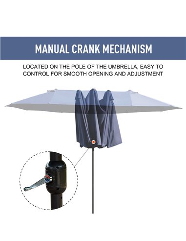 Outsunny 4.6m Garden Parasol Double-Sided Sun Umbrella Patio Market Shelter Canopy Shade Outdoor Blue - NO BASE 84D-031V01BU