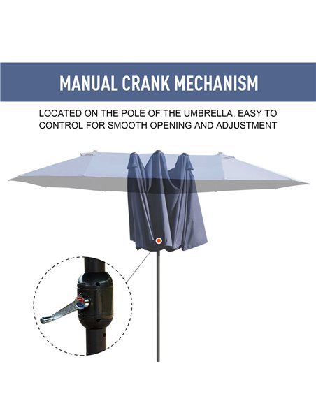 Outsunny 4.6m Garden Parasol Double-Sided Sun Umbrella Patio Market Shelter Canopy Shade Outdoor Blue - NO BASE 84D-031V01BU - pic 48176 | FastDaddyshop