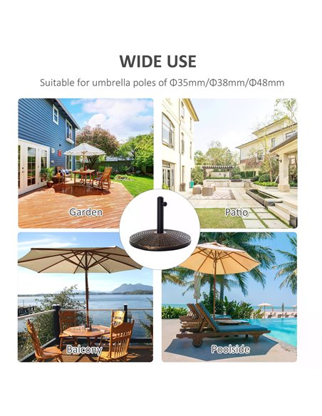 Outsunny Patio Weighted Umbrella Base Parasol Holder Outdoor Stand 25kg 84D-044 - pic 48186 | FastDaddyshop