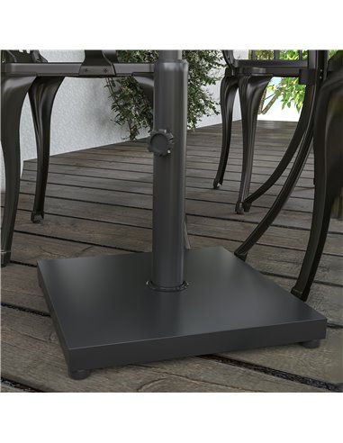 Outsunny Square Parasol Base Heavy Duty Weighted Umbrella Holder Black 84D-042