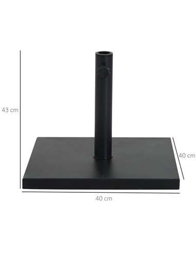 Outsunny Square Parasol Base Heavy Duty Weighted Umbrella Holder Black 84D-042