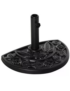 Outsunny Half Round Parasol Base Weighted Umbrella Holder Stand Balcony Black 84D-043