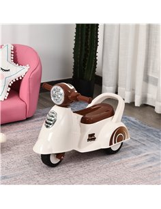 HOMCOM Toddlers Musical Plastic Push Tricycle White/Brown