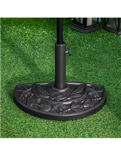 Outsunny Half Round Parasol Base Weighted Umbrella Holder Stand Balcony Black 84D-043 2
