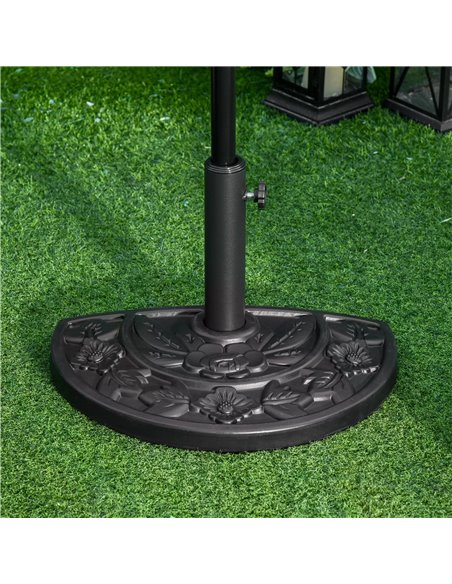 Outsunny Half Round Parasol Base Weighted Umbrella Holder Stand Balcony Black 84D-043 - pic 48200 | FastDaddyshop
