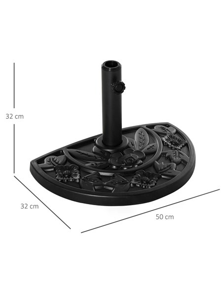 Outsunny Half Round Parasol Base Weighted Umbrella Holder Stand Balcony Black 84D-043 - pic 48201 | FastDaddyshop