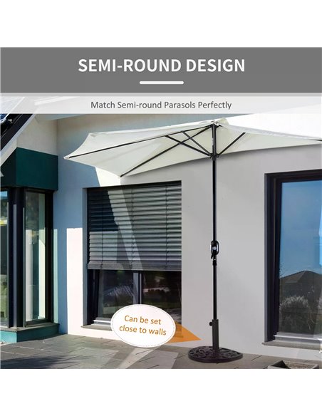 Outsunny Half Round Parasol Base Weighted Umbrella Holder Stand Balcony Black 84D-043 - pic 48202 | FastDaddyshop