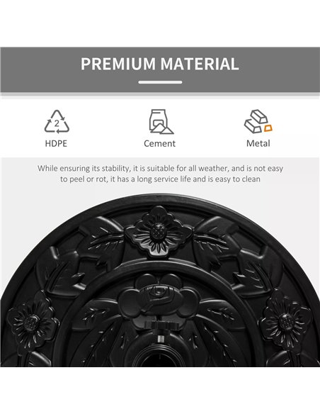 Outsunny Half Round Parasol Base Weighted Umbrella Holder Stand Balcony Black 84D-043 - pic 48205 | FastDaddyshop
