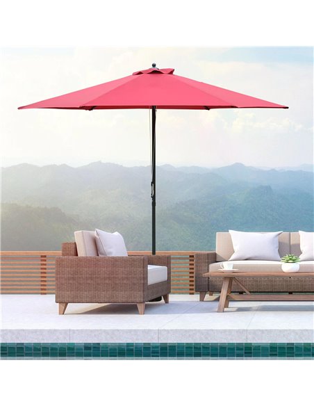 Outsunny 2.8m Outdoor Patio Parasol Umbrella 6 Ribs, Wine Red 84D-067WR - pic 48209 | FastDaddyshop