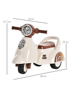 HOMCOM Toddlers Musical Plastic Push Tricycle White/Brown 2