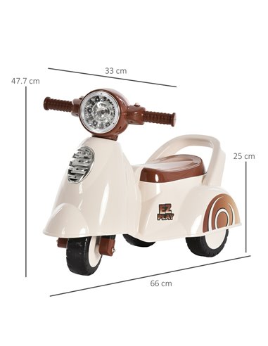 HOMCOM Toddlers Musical Plastic Push Tricycle White/Brown