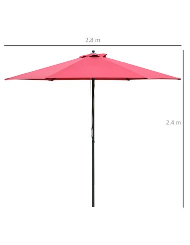 Outsunny 2.8m Patio Parasols Umbrellas Outdoor 6 Ribs Sunshade Canopy Manual Push Garden Backyard Furniture, Wine Red 84D-067WR