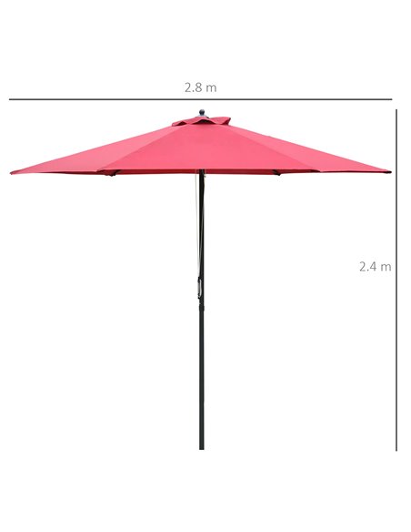 Outsunny 2.8m Patio Parasols Umbrellas Outdoor 6 Ribs Sunshade Canopy Manual Push Garden Backyard Furniture, Wine Red 84D-067WR - pic 48210 | FastDaddyshop