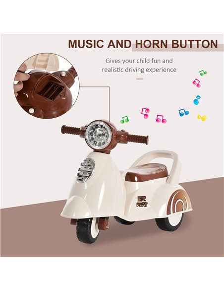 HOMCOM Toddlers Musical Plastic Push Tricycle White/Brown - pic 4822 | FastDaddyshop