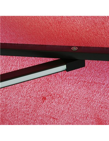 Outsunny 3m LED Patio Banana Umbrella Cantilever Parasol w/ Crank Cross Base Hanging Offset Umbrella Frame Steel  Aluminium Gard