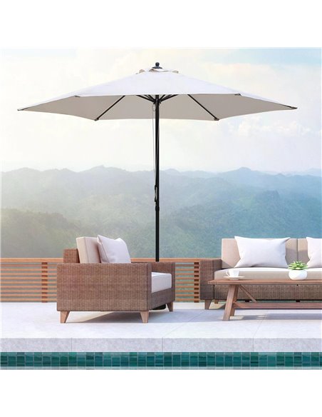 Outsunny 2.8m Round Outdoor Garden Parasol Umbrella, Off-White 84D-067CW - pic 48227 | FastDaddyshop