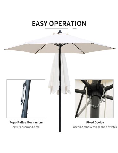 Outsunny 2.8m Garden Parasol Umbrella, Round Outdoor Market Table Umbrella, Parasol Patio Umbrella, 6 Ribs Manual Push, Sun Shad