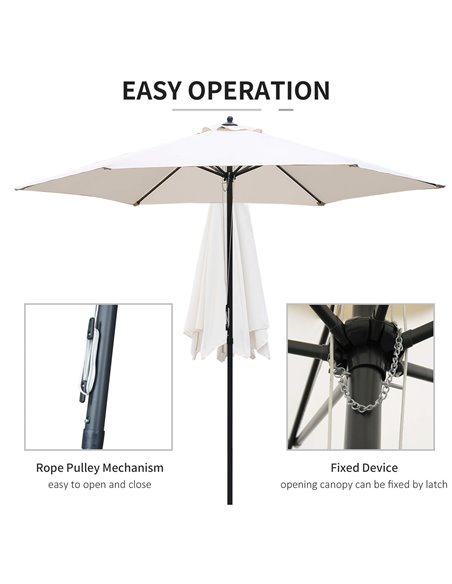Outsunny 2.8m Garden Parasol Umbrella, Round Outdoor Market Table Umbrella, Parasol Patio Umbrella, 6 Ribs Manual Push, Sun Shad - pic 48229 | FastDaddyshop
