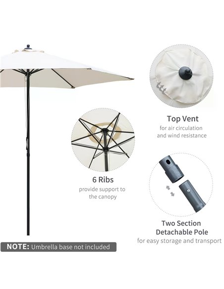 Outsunny 2.8m Garden Parasol Umbrella, Round Outdoor Market Table Umbrella, Parasol Patio Umbrella, 6 Ribs Manual Push, Sun Shad - pic 48230 | FastDaddyshop