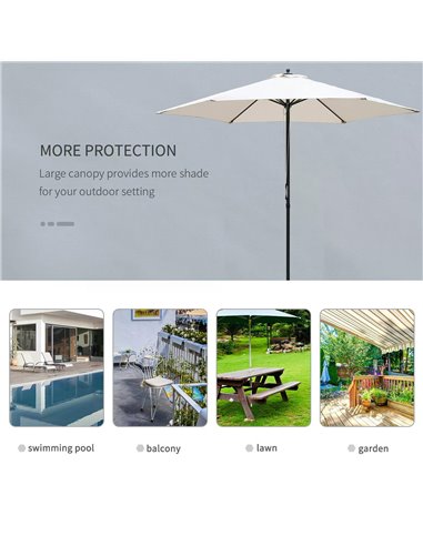 Outsunny 2.8m Garden Parasol Umbrella, Round Outdoor Market Table Umbrella, Parasol Patio Umbrella, 6 Ribs Manual Push, Sun Shad