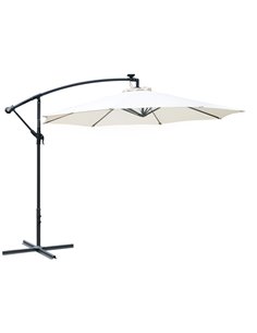Outsunny 3(m) LED Cantilever Parasol Banana Umbrella, Off-White 84D-066CW