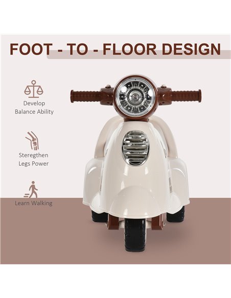 HOMCOM Toddlers Musical Plastic Push Tricycle White/Brown - pic 4824 | FastDaddyshop