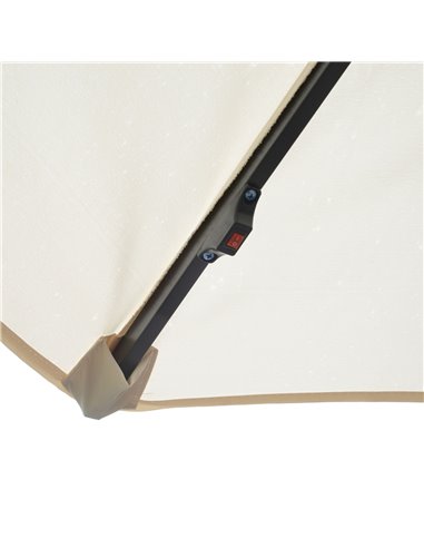 Outsunny 3(m) LED Cantilever Parasol Banana Garden Umbrella with Solar Lights, Crank Handle and Cross Base, Hanging Sun Shade, O
