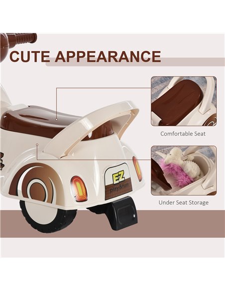HOMCOM Toddlers Musical Plastic Push Tricycle White/Brown - pic 4825 | FastDaddyshop