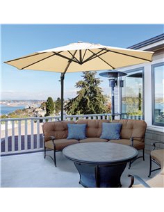 Outsunny 3(m) Patio Offset Parasol Roma Umbrella with Cross Base, Beige 84D-065BG 2