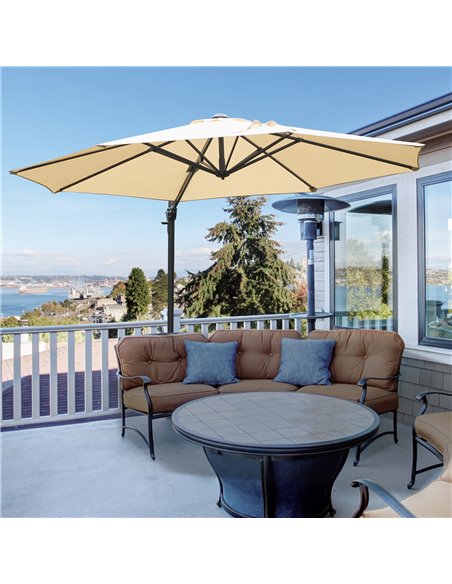 Outsunny 3(m) Patio Offset Parasol Roma Umbrella with Cross Base, Beige 84D-065BG - pic 48263 | FastDaddyshop