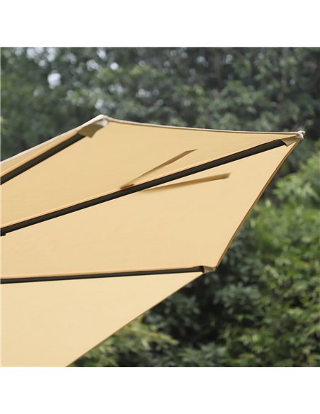 Outsunny 3(m) Patio Offset Parasol Roma Umbrella Cantilever Hanging Sun Shade Canopy Shelter 360° Rotation with Cross Base - Bei - pic 48269 | FastDaddyshop