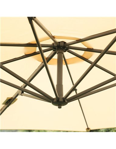Outsunny 3(m) Patio Offset Parasol Roma Umbrella Cantilever Hanging Sun Shade Canopy Shelter 360° Rotation with Cross Base - Bei