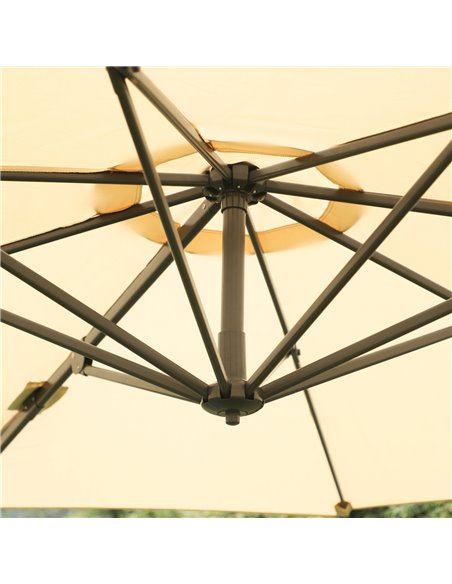 Outsunny 3(m) Patio Offset Parasol Roma Umbrella Cantilever Hanging Sun Shade Canopy Shelter 360° Rotation with Cross Base - Bei - pic 48270 | FastDaddyshop