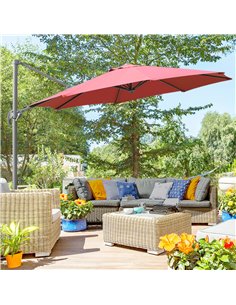 Outsunny Cantilever Roma Parasol Garden Sun Umbrella with Cross Base, Wine Red 84D-052WR 2