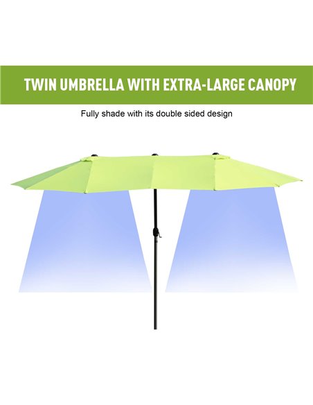 Outsunny 4.6m Garden Parasol Double-Sided Sun Umbrella Patio Market Shelter Canopy Shade Outdoor Grass Green - NO BASE 84D-031V0 - pic 48283 | FastDaddyshop