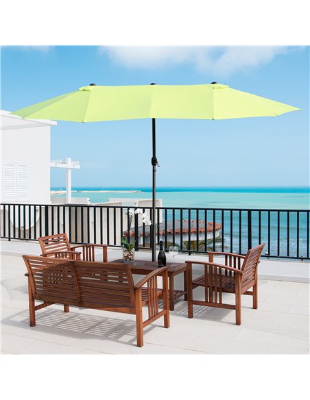 Outsunny 4.6m Garden Parasol Double-Sided Sun Umbrella Patio Market Shelter Canopy Shade Outdoor Grass Green - NO BASE 84D-031V0 - pic 48286 | FastDaddyshop