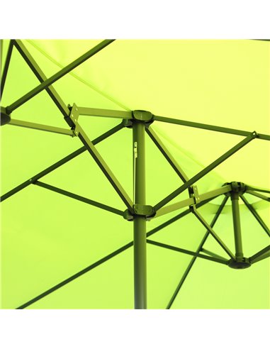 Outsunny 4.6m Garden Parasol Double-Sided Sun Umbrella Patio Market Shelter Canopy Shade Outdoor Grass Green - NO BASE 84D-031V0
