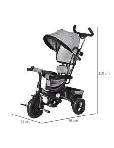 HOMCOM Baby Tricycle Stroller/ Kid Trike with Parent Push Handle Adjustable Canopy Detachable Guardrail Safety Belt  Storage Bag 2
