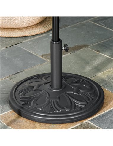 Outsunny Round Parasol Base Heavy Duty Cement Stand Umbrella Holder Garden 84D-046BK