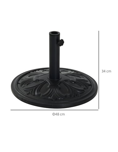 Outsunny Round Parasol Base Heavy Duty Cement Stand Umbrella Holder Garden 84D-046BK