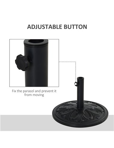 Outsunny Round Parasol Base Heavy Duty Cement Stand Umbrella Holder Garden 84D-046BK