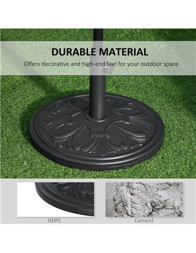 Outsunny Round Parasol Base Heavy Duty Cement Stand Umbrella Holder Garden 84D-046BK